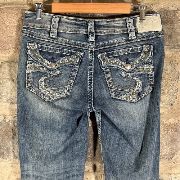 Silver Jeans Suki Bootcut Bling Flap Pockets Y2K Rhinestone Embellished 30/31 - Picture 1 of 16